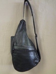 AmeriBag Black Leather Medium Healthy Back Bag Backpack Shoulder Bag 