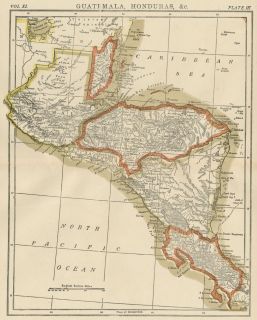 Central America Authentic 1891 Map w Guatemala Honduras Belize Costa 
