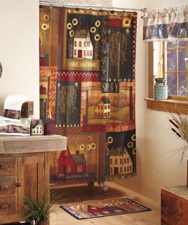Americana Country Living Bathroom Shower Curtain Towels Rug Valance 