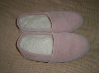 Womens Pink Leather and Genuine Sheep Shearling Slippers Sz 9