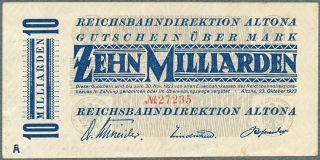 Germany   Railway Altona /Hamburg   10 Milliarden Mark 1923 PS1120