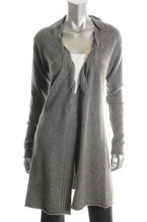 Hayden New Gray Cashmere Cable Knit Open Front Cardigan Sweater Top s 