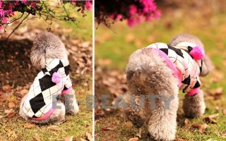 Lovely Purple Diamond Check Cotton Pet Dog Clothes Spring Dress 