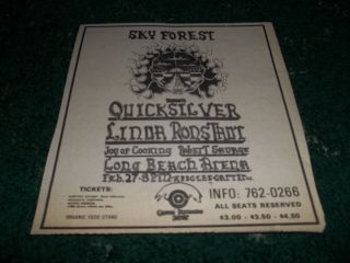 Quicksilver Linda Ronstadt Paper Concert Advertisement Long Beach 