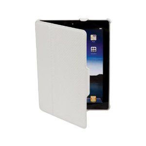 Amzer iPad 2 White Portfolio Case Protective Carbon Fiber Texture Hard 