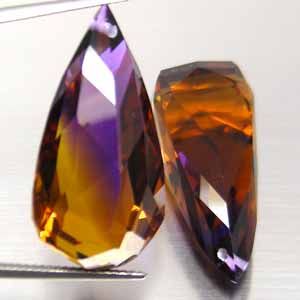 59 53 Ct AAA Pair Purple Golden Bolivia Ametrine Fancy Cut Drilled 
