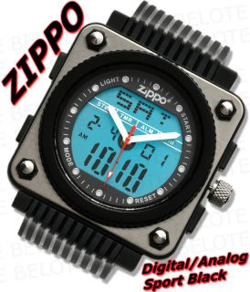 Zippo Digital Analog Sport Watch Blk Rubber Band 45018