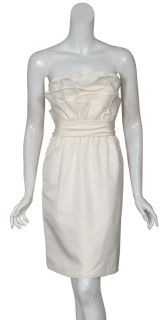Amsale Ivory Silk Taffeta Structured Ruffle Dress 6 New