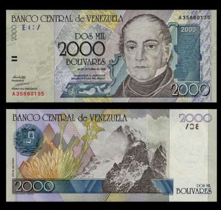   Banknote of Venezuela 1998 Bello Pico Bolivar Pick 80 UNC