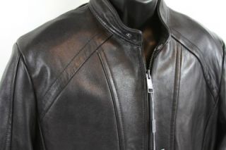 andrew marc black motorcycle leather jacket size l nwt