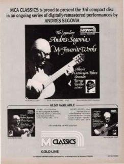 1988 Promo Ad for Andres Segovia My Favorite Works