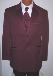 Andrew Fezza Burgundy Monaco Tuxedo Jacket w Vest 40R