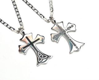   Jesus Is Lord Trinity Cross Necklace 24 Flat Anchor Chain
