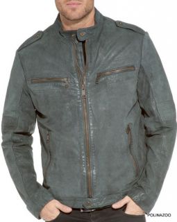 Marc Andrew New York Coat 100 Leather Moto Jacket Zip Front Gray New $ 