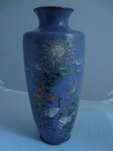 Impressive 11 1 4 Japanese Silver Wire Cloisonne Vase Meiji c1890 V 