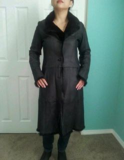 Andrew Marc Leather Coat with Fur Lining Size Small