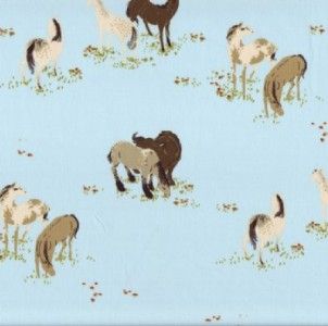 Heather Ross Ponies Horses Fabric Lt Blue or Peach