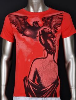 Angela New Mens Cotton Short Sleeves T Shirt Print Women Tatto Eagle 