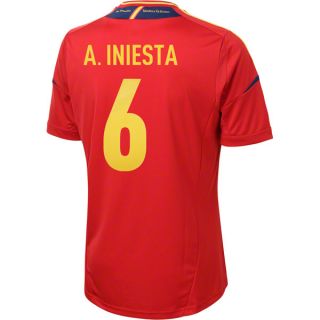 Andres Iniesta #6 Spain Soccer Home Replica Jersey adidas Soccer 