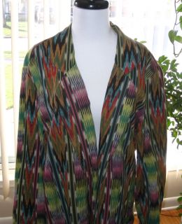ANGELIQUE Colorful Ethnic Ikat Weave Artsy Cotton Jacket L / Large