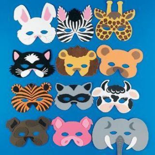 Dozen 24 Foam Zoo Animal Kids Mask Party Favor
