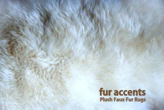   White Sheepskin Accent Rug Fake Rabbit Faux Fur Bear Pelt Throw