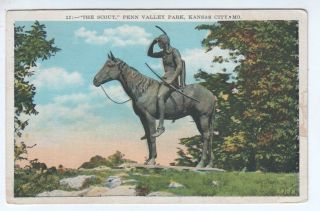 MO Missouri Kansas City Penn Valley Park The Scout Old Postcard C1934 