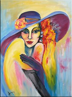 Model with Hat Original Painting by Anna