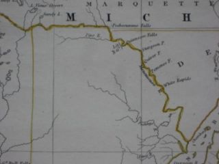 Handsome original antique pre Civil War map of Lake Michigan and 