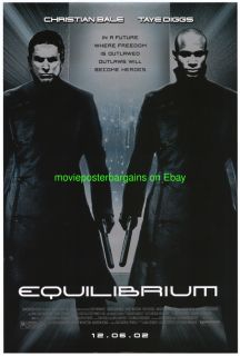 Equilibrium Movie Poster Christian Bale 2002 Sci Fi