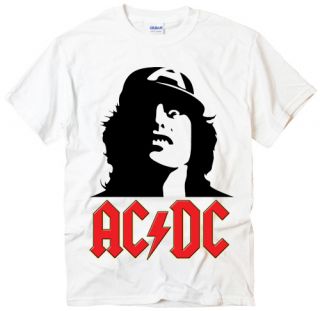 ACDC Angus Young Rock Band Music White T Shirt