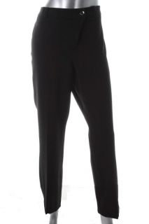 Anne Klein New Black Stretch Flat Front Slim Dress Pants 14 BHFO 