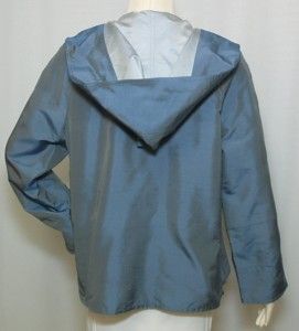 anne klein new york heather blue iridescent silk open style hoodie 