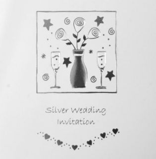 Luxury 25th Silver Wedding Anniversary Invitations 8155