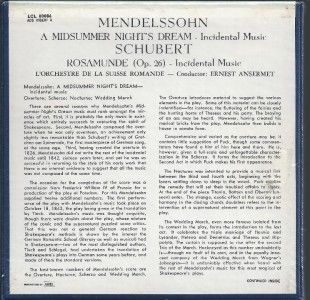   Mendelssohn Schubert Ernest Ansermet Tape Is SEALED Classical