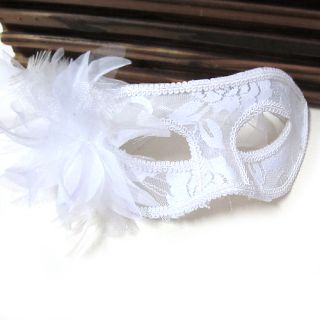 Venetian Feathered Sheer Lace Masquerade Costume Party Eye Mask with 