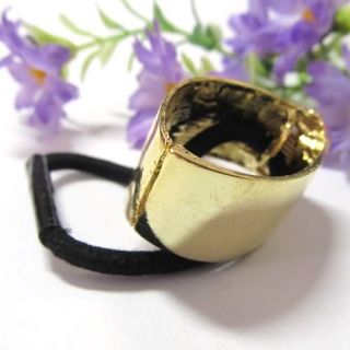 Mirrored Hair Cuff Wrap Hinged Ponytail Holder Ring Band Stretchy 