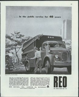 In The Public Service for 40 Years REO Public Utility Service Truck Ad 