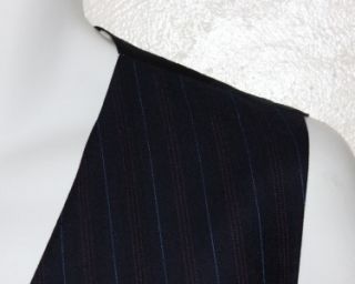 ANTHONY J. HEWITT LONDON BESPOKE NAVY+BLUE RED PIN 3 PC SUIT 46 S 