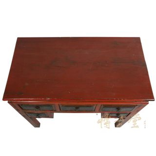 Chinese Antique Red Lacquered Zhejiang Writing Desk 12LP34