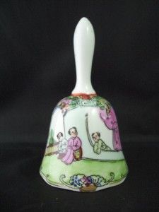 Hand Painted Oriental People Bird Floral Designed Bell