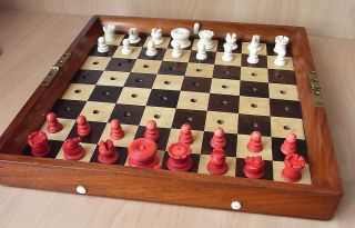 Antique Jaques in Statu Quo Travel Chess Set Board Case