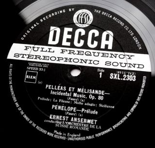 SXL 2303 Ansermet Faure Debussy Orig UK Decca WBG LP