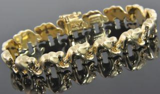   Yellow Gold 3D Elephant Link Animal Chain Bracelet 6 75 Heavy