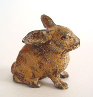 Antique Toy Rabbit Tiny Bunny German Putz Figurine Cast Metal Figure 