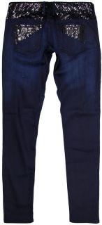 Guess Starlet Skinny Seasonal Slim Fit Sequined Jeans Navy Blue