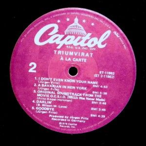 Triumvirat A La Carte 1978 Vinyl LP VG Capitol St 11862