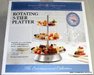 new bella cucina rotating 3 tier serving platter nib