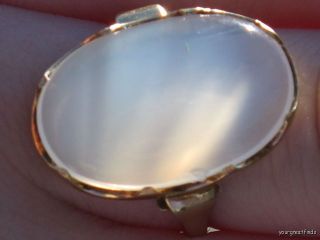 ANTIQUE 14K YELLOW GOLD & CLEAN 5 CARAT NATURAL MOONSTONE RING