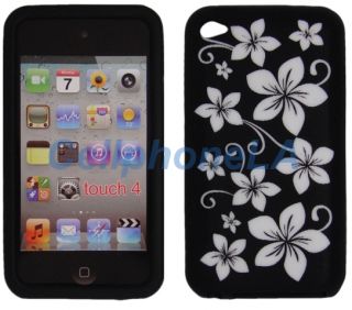 Apple iPod Touch 4G 4th Gen White Hawaii Flower Silicon Skin Case